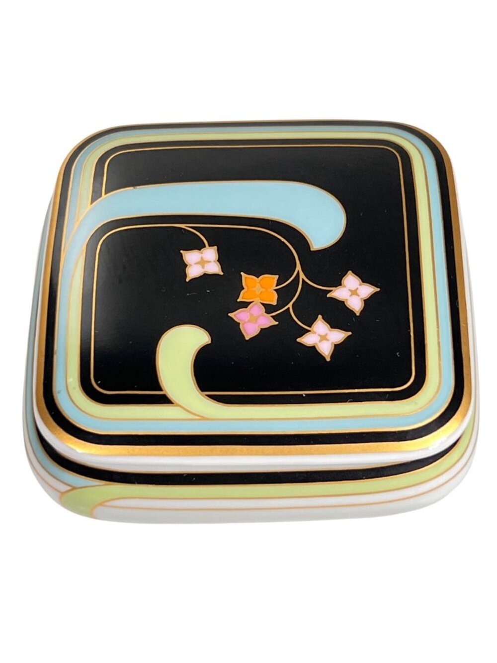 Vtg Heinrich Villeroy & Boch LUXOR Trinket Box MCM Art Deco Porcelain Germany